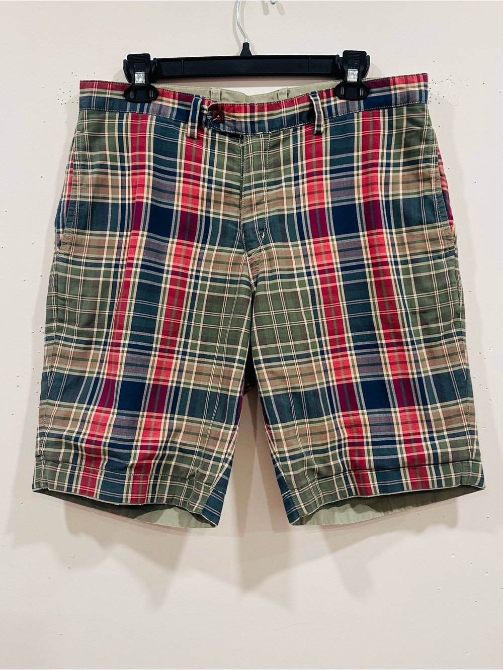 Polo Ralph Lauren Reversible Shorts Men's Size 34 Plaid Madras To Khaki